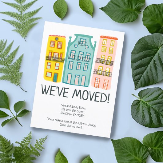 New Home Address Moving Announcement Cute Houses Briefkaart