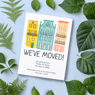 New Home Address Moving Announcement Cute Houses Briefkaart