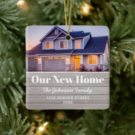New Home Address Photo Holiday Keramisch Ornament
