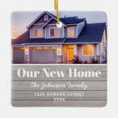 New Home Address Photo Holiday Keramisch Ornament (Voorkant)