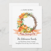 New Home Address Thanksgiving Pumpkin Moving Aankondiging (Voorkant / Achterkant)