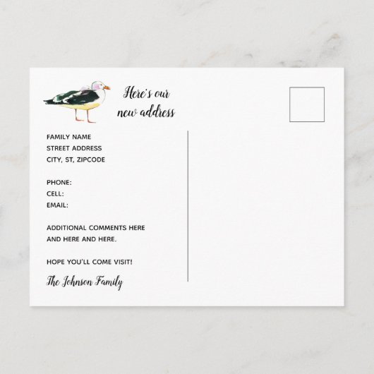 New Home Beach Scene Sailboat Palms Moving Aankondigingskaart (Achterkant)