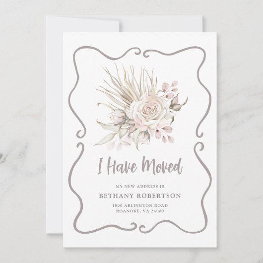 New Home Blush Pink Roses Moving Aankondiging (Voorkant)