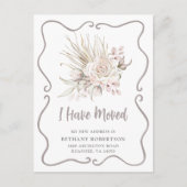 New Home Boho Blush Pink Roses Moving Briefkaart (Voorkant)
