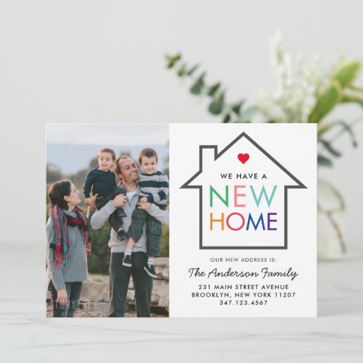 New Home Change of Address House Photo Moving Aankondiging (Staand voorkant)