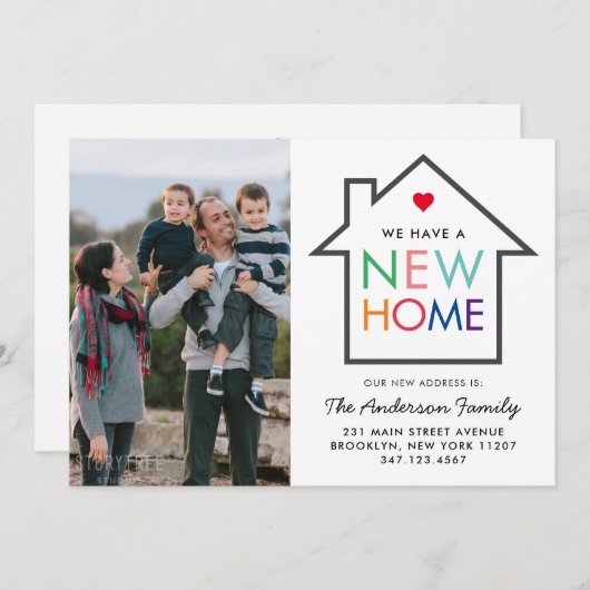 New Home Change of Address House Photo Moving Aankondiging (Voorkant / Achterkant)