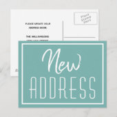 New Home Chic Blauwgroen Typografie Bewegende Aank Aankondigingskaart (Voorkant / Achterkant)