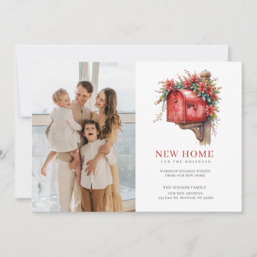 New Home Christmas Mailbox Moving Photo Feestdagenkaart (Voorkant)