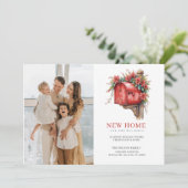 New Home Christmas Mailbox Moving Photo Feestdagenkaart (Staand voorkant)