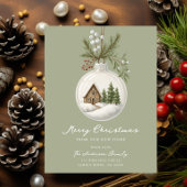 New Home Christmas Postcard Ornament Scene Aankondigingskaart