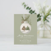 New Home Christmas Postcard Ornament Scene Aankondigingskaart (Staand voorkant)
