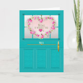 New Home Congratulations Door Wreath Personalize Kaart (Voorkant)
