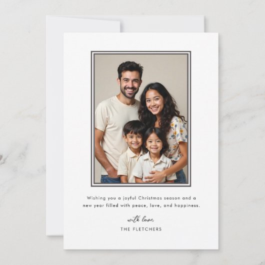 New Home Elegant Winter White Front Door Christmas Feestdagenkaart (Achterkant)