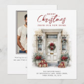 New Home Elegant Winter White Front Door Christmas Feestdagenkaart (Voorkant / Achterkant)