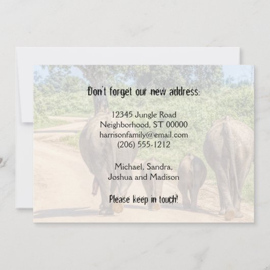 New Home Elephants We verhuizen koninklijk. Aankondiging (Achterkant)
