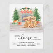 New Home Feestdagen Golden Retriever Dog Moving Aankondigingskaart (Voorkant)