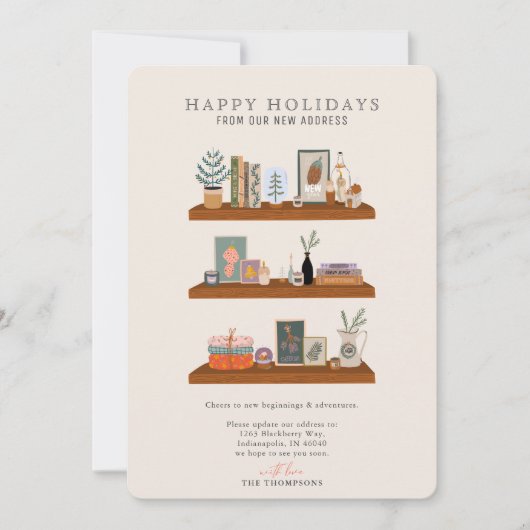 New Home Feestdagen Shelf Coral Moving Announge Feestdagenkaart (Voorkant)