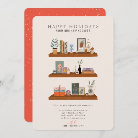 New Home Feestdagen Shelf Coral Moving Announge Feestdagenkaart (Voorkant / Achterkant)