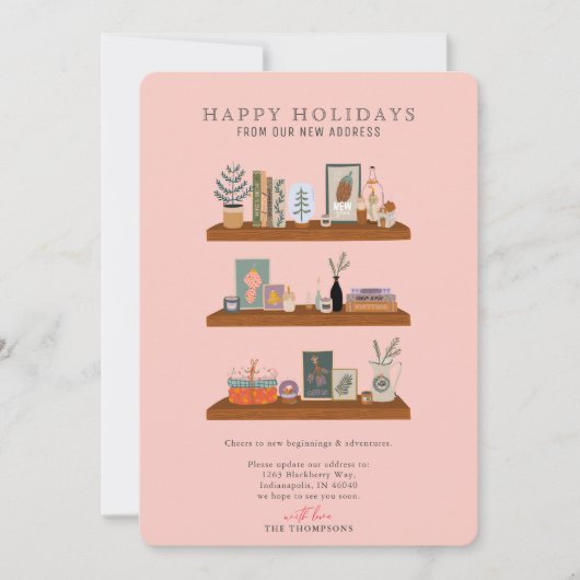 New Home Feestdagen Shelf Salmon Moving Aankondigi Feestdagenkaart (Voorkant)