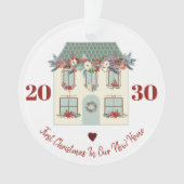 New Home First house rustige leuke florale familie Ornament (voorkant)