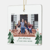New Home First Kerstmis Rustic Trees Foto Keramisch Ornament (Links)