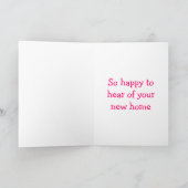 **NEW HOME" FLAMINGO’S ZIJN "GEKIETELDE ROZE" KAART (Binnen)