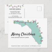 New Home Florida Map kerstlampjes verplaatsen Aankondigingskaart (Voorkant / Achterkant)