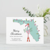 New Home Florida Map Kerstmis Flamingo Moving Aankondiging (Staand voorkant)
