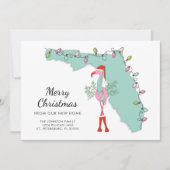 New Home Florida Map Kerstmis Flamingo Moving Aankondiging (Voorkant)
