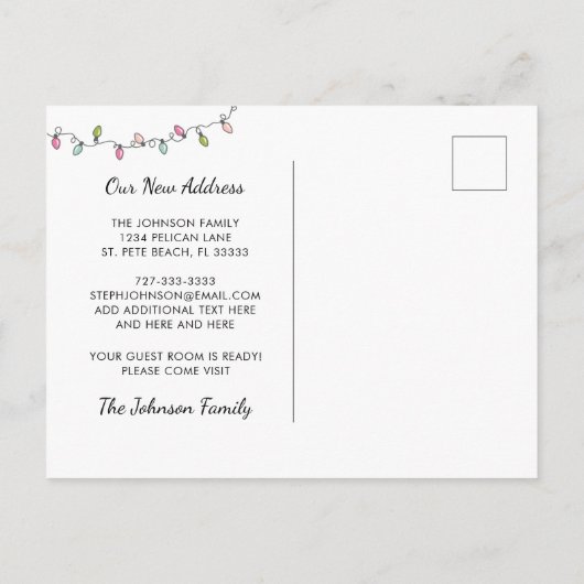 New Home Florida Map Kerstmis Flamingo Moving Aankondigingskaart (Achterkant)