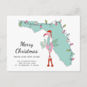 New Home Florida Map Kerstmis Flamingo Moving Aankondigingskaart (Voorkant)