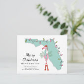 New Home Florida Map Kerstmis Flamingo Moving Aankondigingskaart (Staand voorkant)