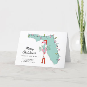 New Home Florida Map Kerstmis Flamingo Moving Feestdagen Kaart