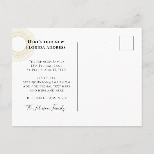 New Home Florida Sunshine State Palm Trees Moving Aankondigingskaart (Achterkant)