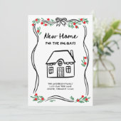 New Home for the Holidays | Whimsical Christmas Feestdagenkaart (Staand voorkant)