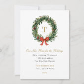 New Home for the Holidays Wreath Monogram Feestdagenkaart (Voorkant)