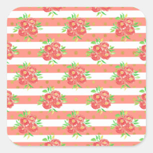 New Home Gift Yellow Floral Bunting Vierkante Sticker