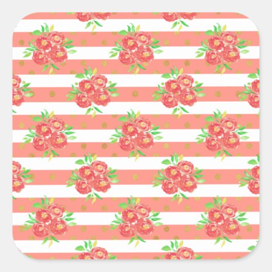 New Home Gift Yellow Floral Bunting Vierkante Sticker (Voorkant)