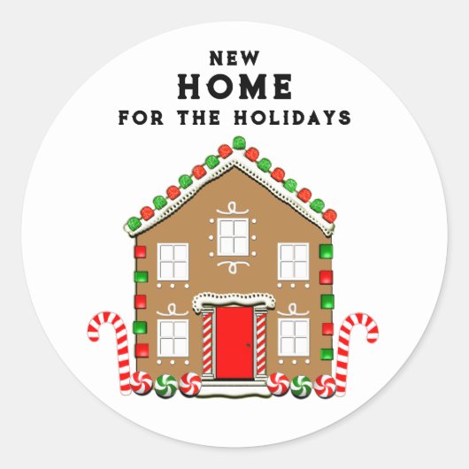 New Home Gingerbrood House Classic Round Sticker (Voorkant)