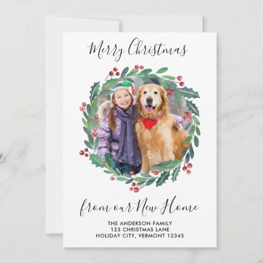 New Home Greenery Wreate kerstfoto Bewegend Aankondiging (Voorkant)