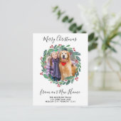 New Home Greenery Wreate kerstfoto Bewegend Feestdagenkaart (Staand voorkant)