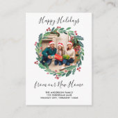 New Home Greenery Wreatfoto Holiday Moving Informatiekaartje (Voorkant)