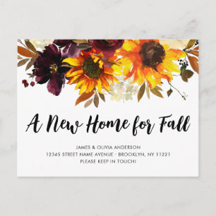 New Home Herfst Season Address Boho Sunflower Movi Aankondigingskaart
