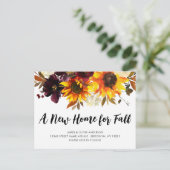 New Home Herfst Season Address Boho Sunflower Movi Aankondigingskaart (Staand voorkant)