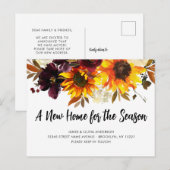 New Home Herfst Season We hebben Sunflower Moving Aankondigingskaart (Voorkant / Achterkant)