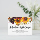 New Home Herfst Season We hebben Sunflower Moving Aankondigingskaart (Staand voorkant)