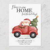 New Home Holiday Moving Announcement Truck Santa Aankondigingskaart (Voorkant)