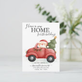 New Home Holiday Moving Announcement Truck Santa Aankondigingskaart (Staand voorkant)