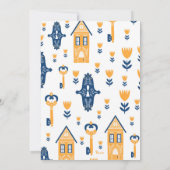 New Home Hygge Blue Yellow House en Flowers Kaart (Achterkant)