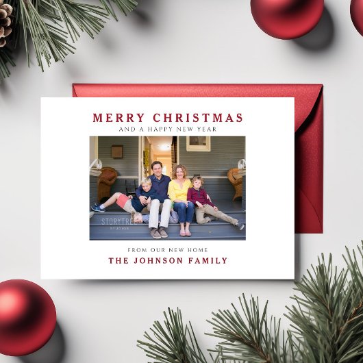 New Home Merry kerst Moving Photo Holiday Briefkaart